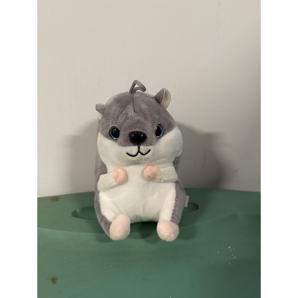 Nanco Plush Belly Buddy Hamster Small 5" Grey Stuffed Animal Blue Eyes Cute